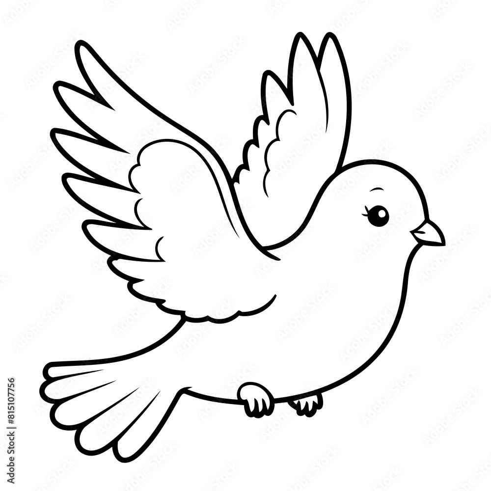 Simple vector illustration of Dove colouring page for kids Simple vector illustration of Dove colouring page for kids