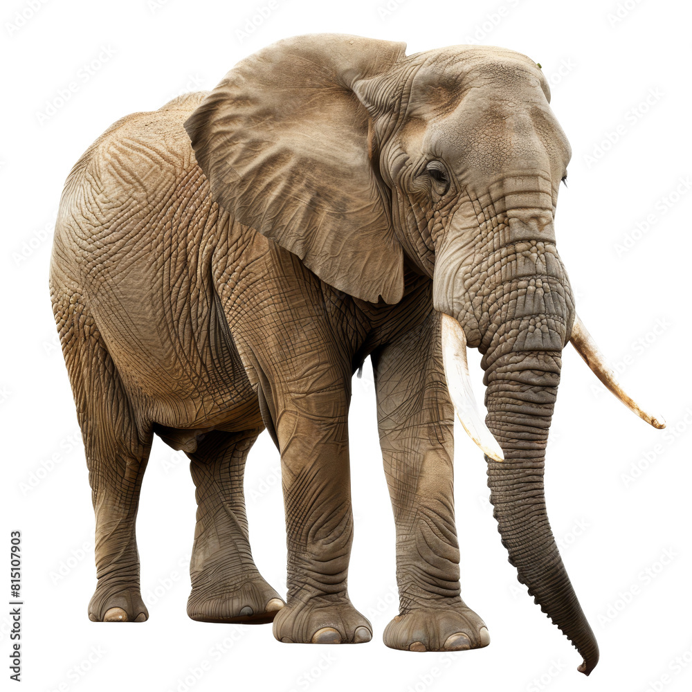 An elephant standing in front of a plain Png background, a elephant isolated on transparent background