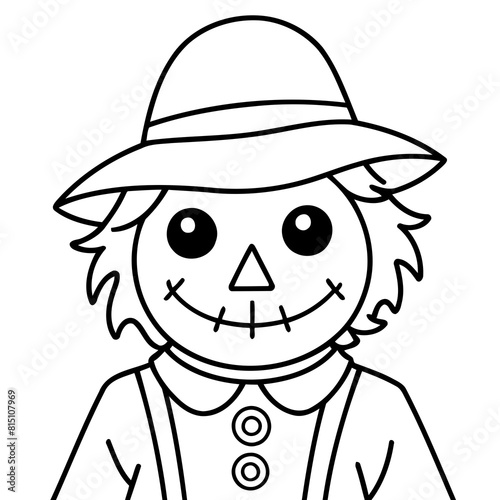 Cute vector illustration Scarecrow drawing for toddlers colouring page
