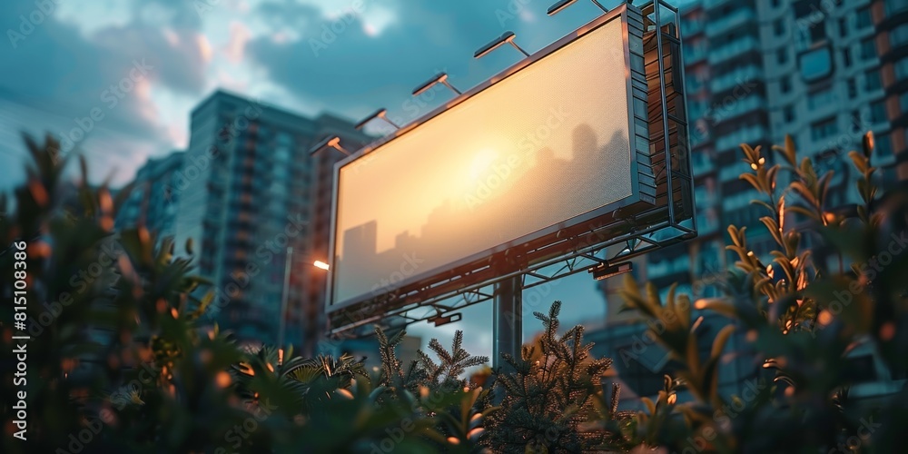 An urban billboard, blank and ready for your advertising message in the bustling city. An urban billboard, blank and ready for your advertising message in the bustling city.