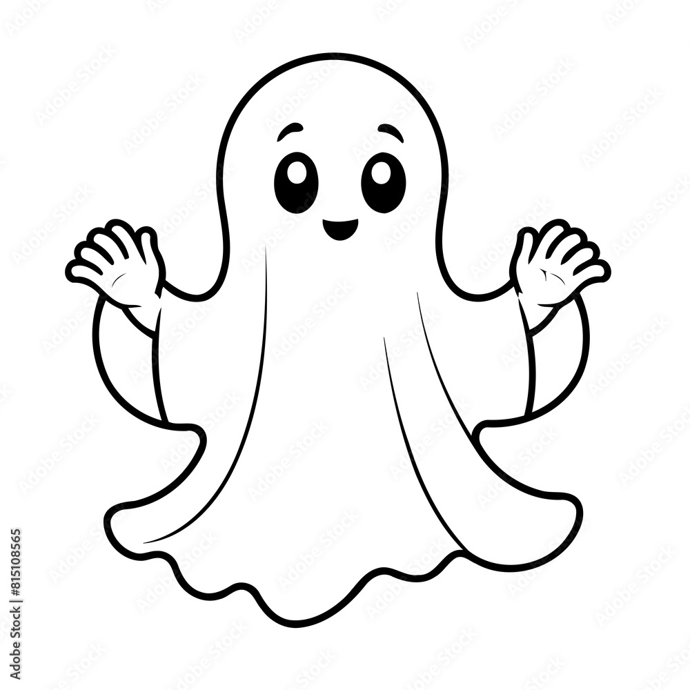 Cute vector illustration Ghost doodle colouring activity for kids Cute vector illustration Ghost doodle colouring activity for kids