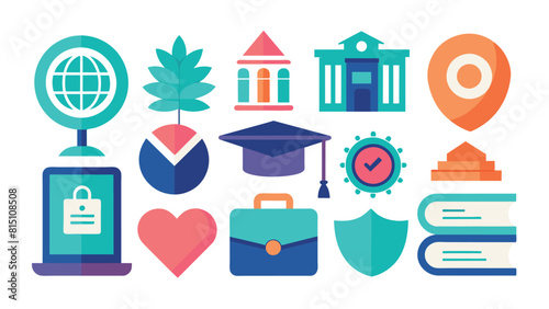 Modern Flat Design Icons Collection for Education, Business, Finance, and Online Security Concepts