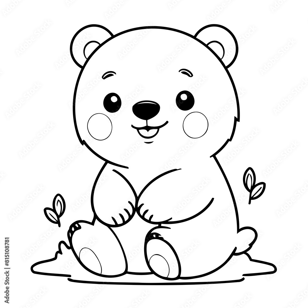 Naklejka premium Vector illustration of a cute Polarbear doodle drawing for kids page