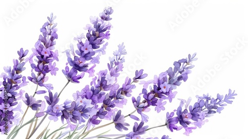 Beautiful Lavender flowers bunch in watercolor style on a white background. Generate AI
