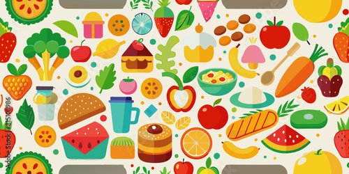 Seamless food pattern made from small illustrations