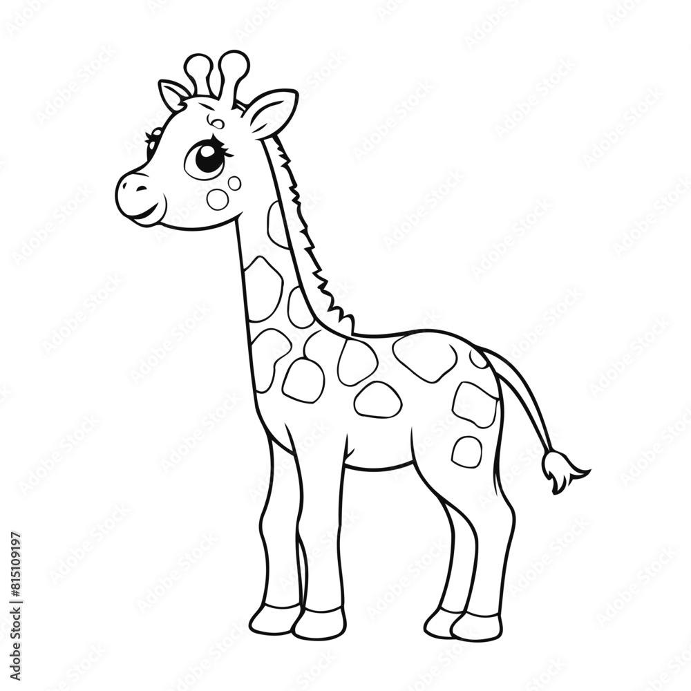 Simple vector illustration of giraffe colouring page for kids Simple vector illustration of giraffe colouring page for kids