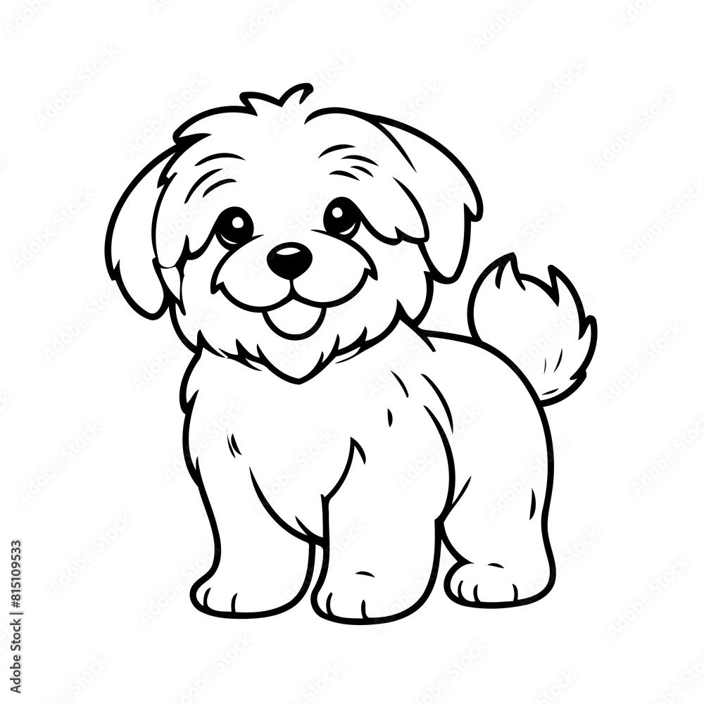 Cute vector illustration Havanese hand drawn for kids coloring page Cute vector illustration Havanese hand drawn for kids coloring page