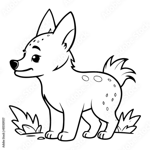 Vector illustration of a cute Hyena doodle for children worksheet