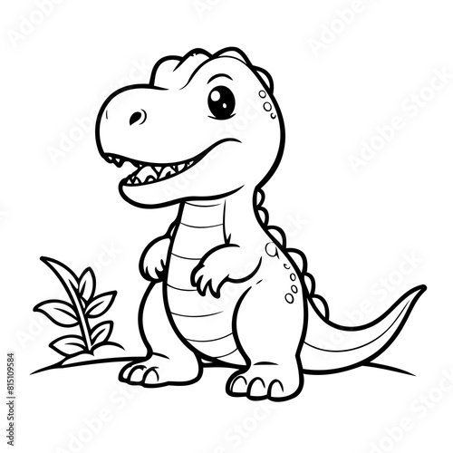 Cute vector illustration TRex doodle for children worksheet