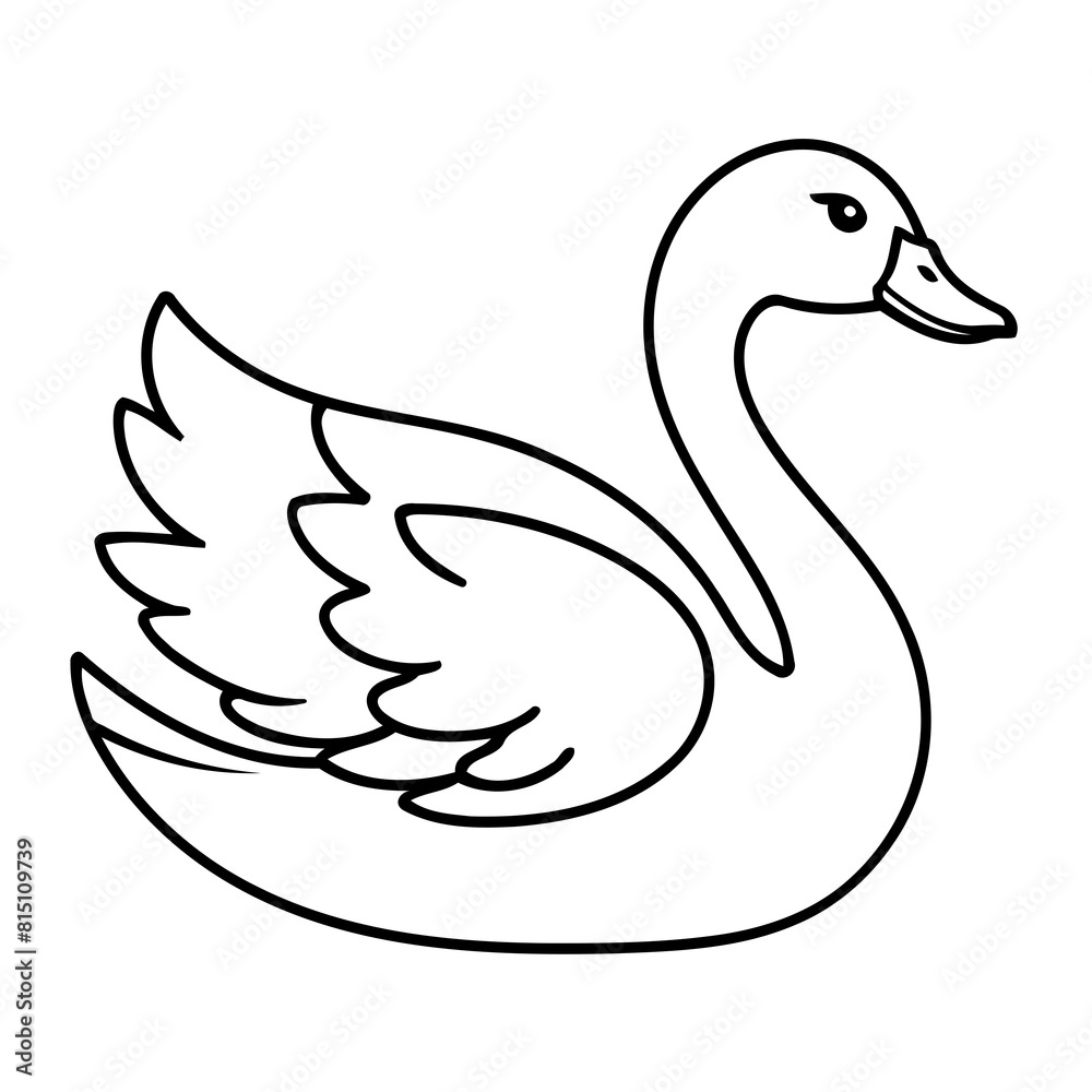 Vector illustration of a cute Swan drawing for toddlers coloring activity Vector illustration of a cute Swan drawing for toddlers coloring activity