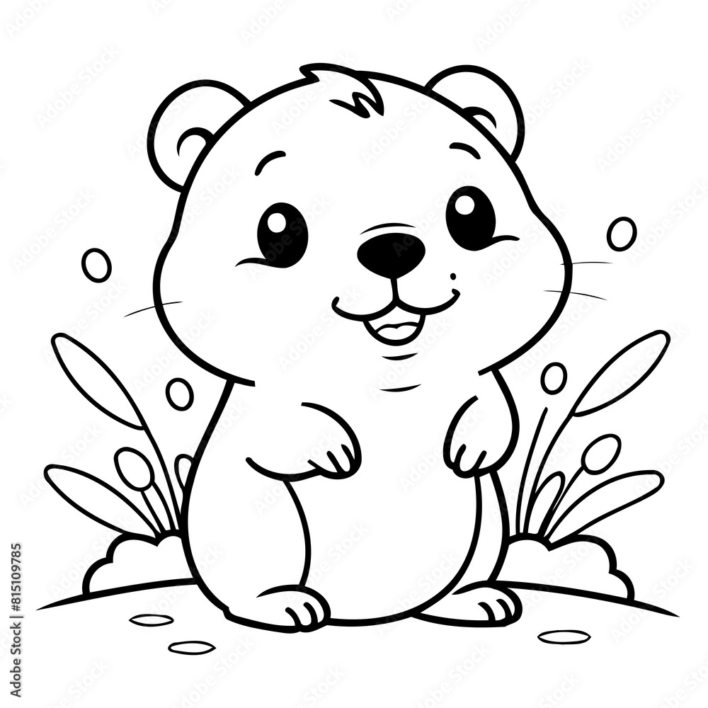 Simple vector illustration of beaver for children colouring activity Simple vector illustration of beaver for children colouring activity