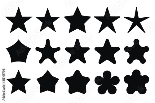 Adobe IllustraBlack and white set of vector illustrations with asterisks, black and white stars, 15 pieces, on a white backgroundtor Artwork