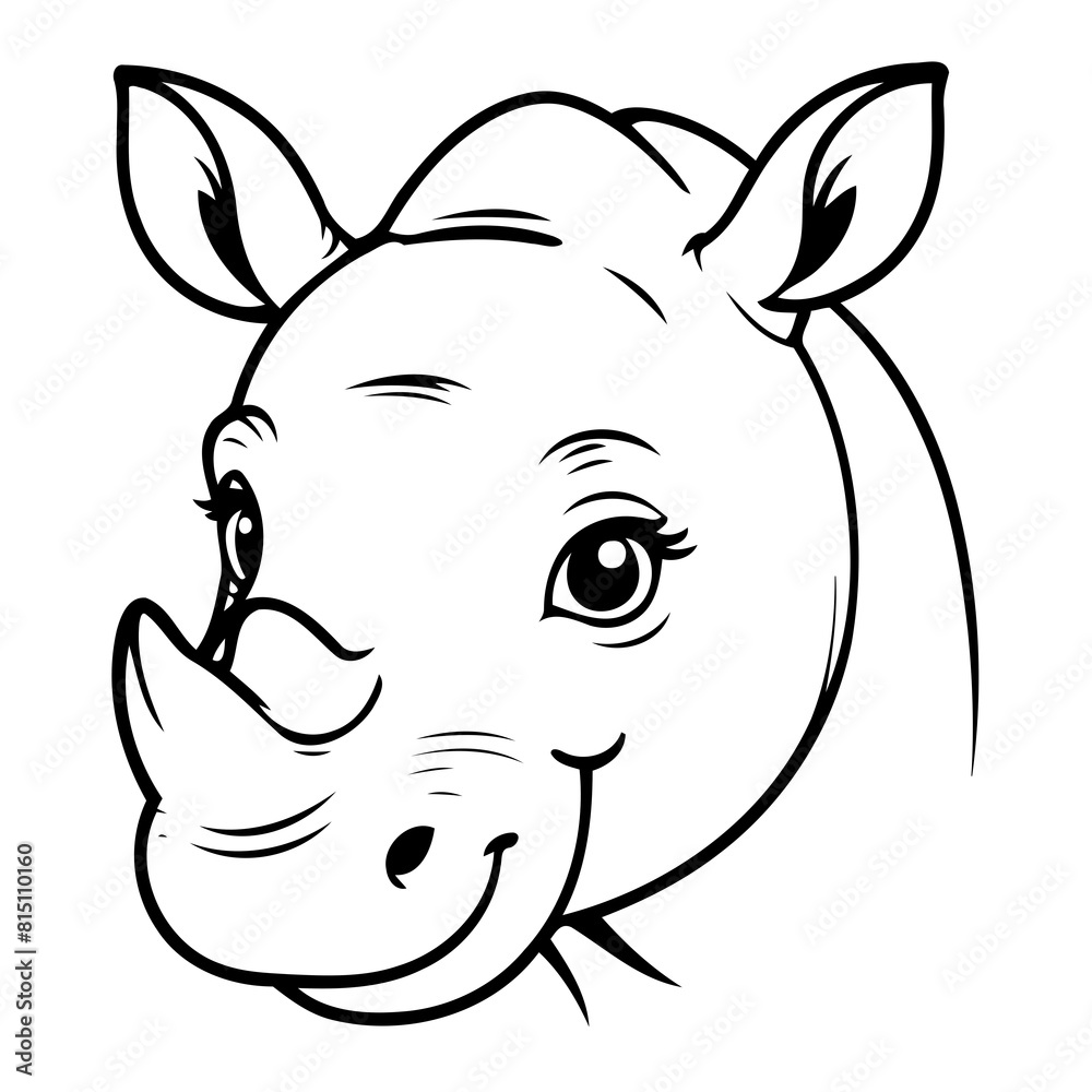 Cute vector illustration Rhino for kids colouring page Cute vector illustration Rhino for kids colouring page