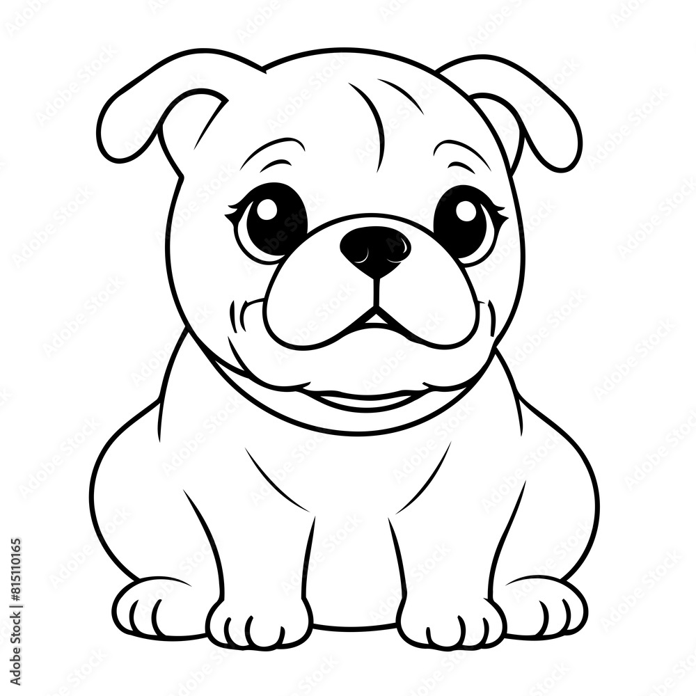 Fototapeta premium Cute vector illustration Bulldog doodle for children worksheet