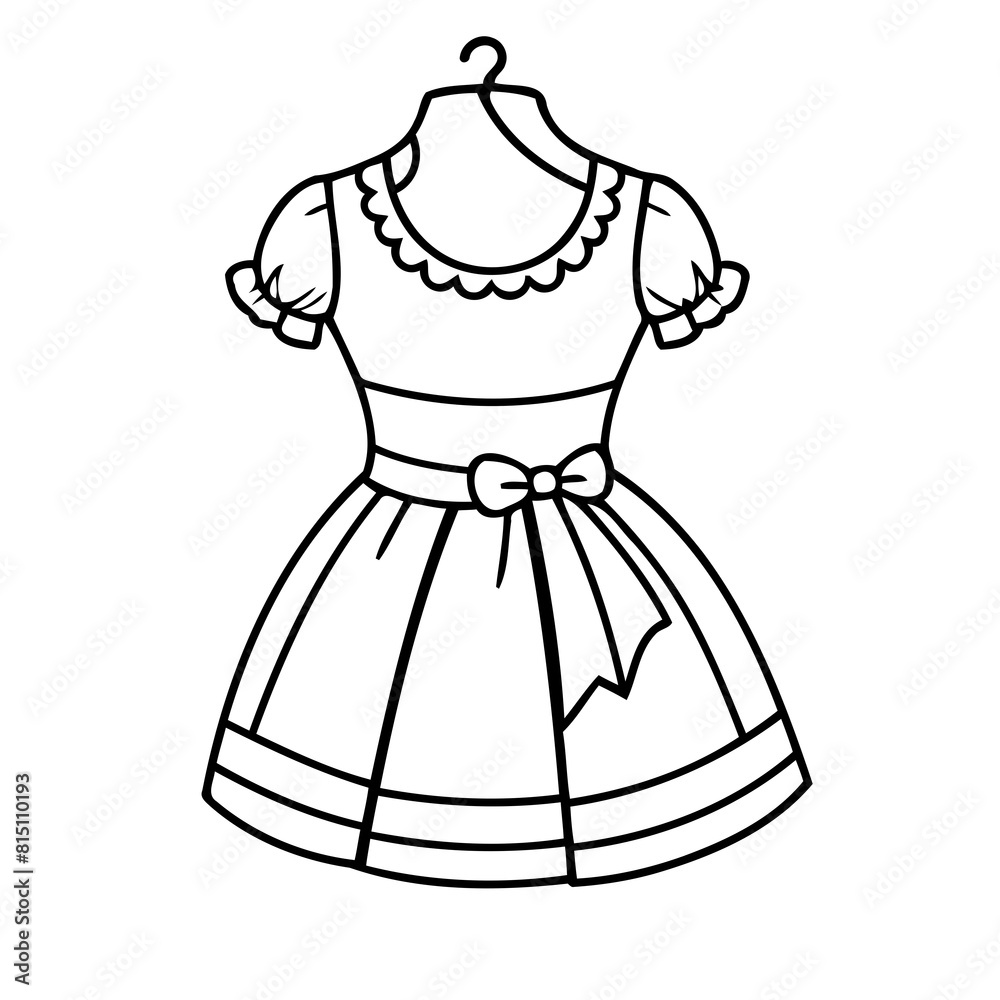 Cute vector illustration Frock drawing for toddlers colouring page Cute vector illustration Frock drawing for toddlers colouring page