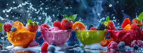 A beautiful summer dessert with berries and fruits. Selective focus.
