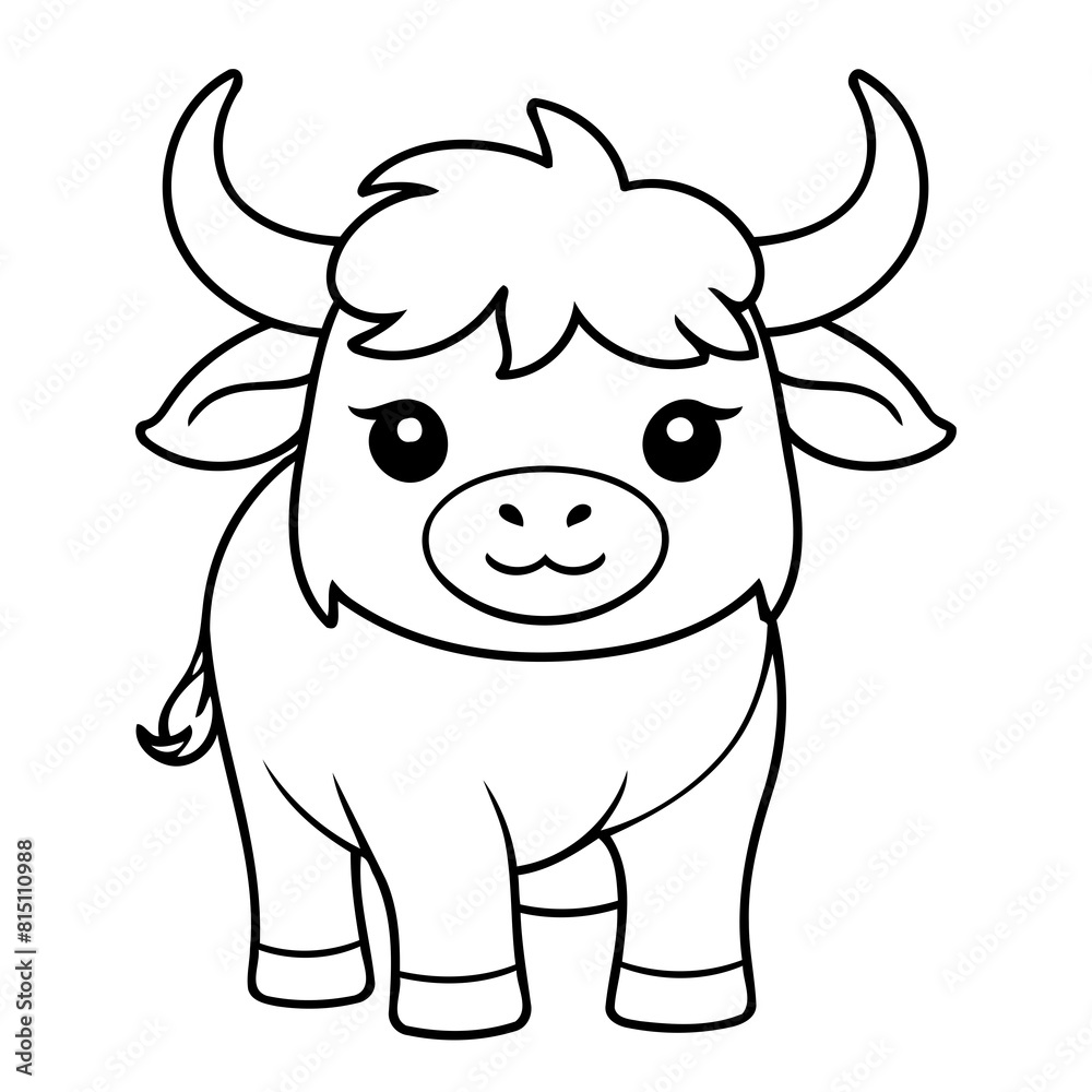 Cute vector illustration Yak doodle for toddlers worksheet Cute vector illustration Yak doodle for toddlers worksheet