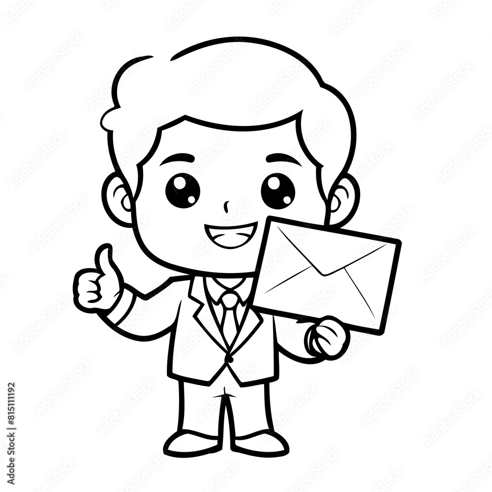 Cute vector illustration Businessman for children colouring activity Cute vector illustration Businessman for children colouring activity
