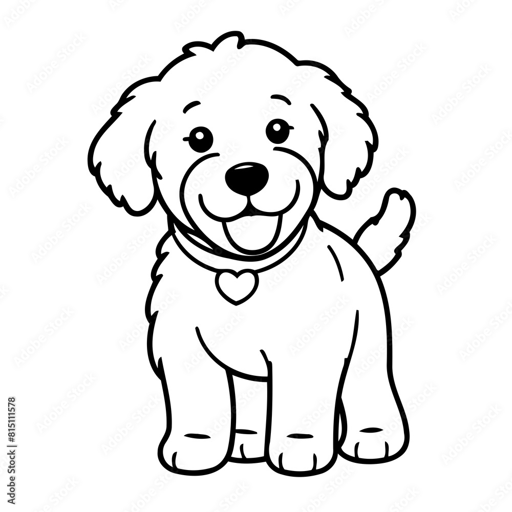 Cute vector illustration Labradoodle drawing for kids colouring page Cute vector illustration Labradoodle drawing for kids colouring page