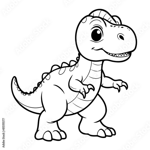 Cute vector illustration TRex colouring page for kids