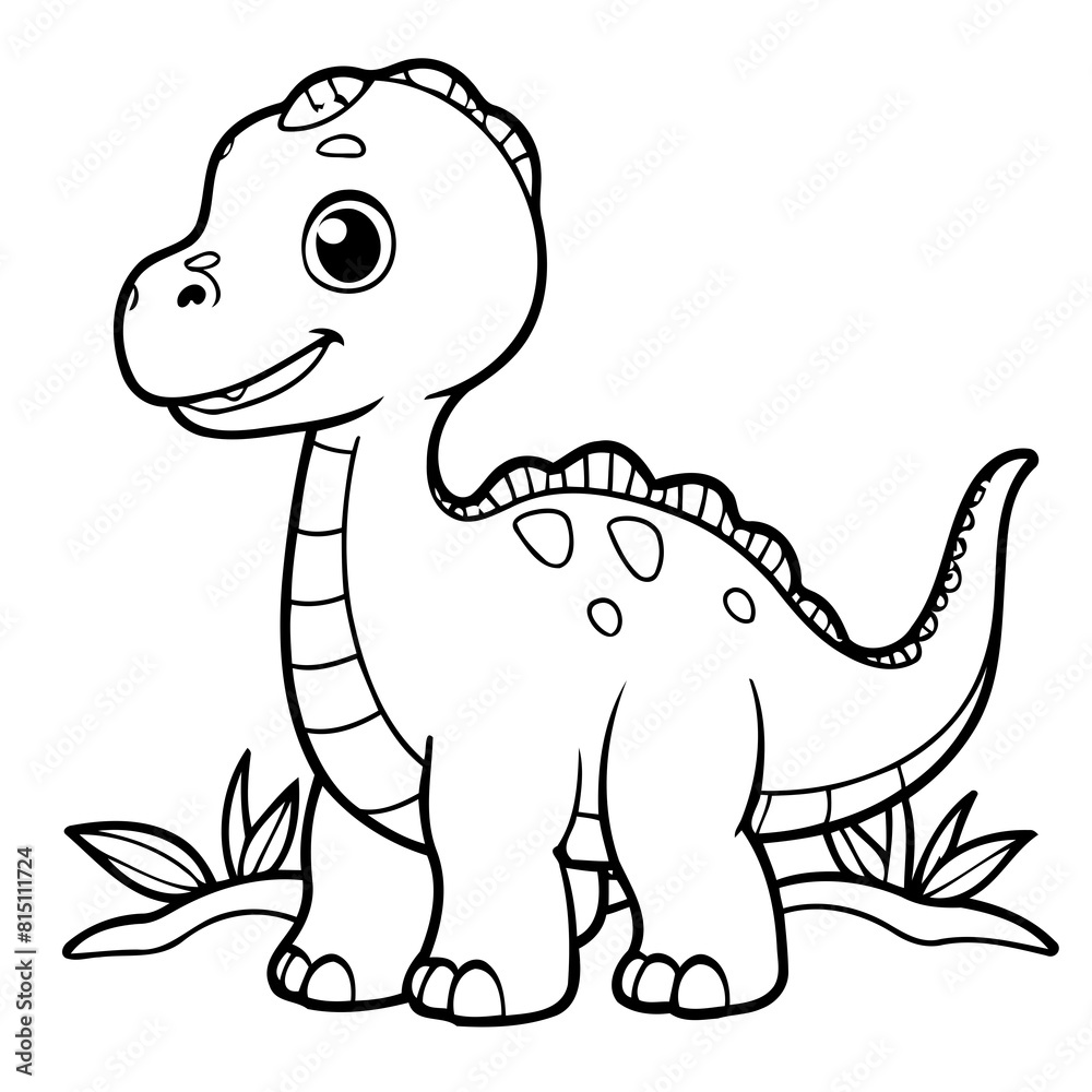 Fototapeta premium Cute vector illustration Dino drawing for colouring page