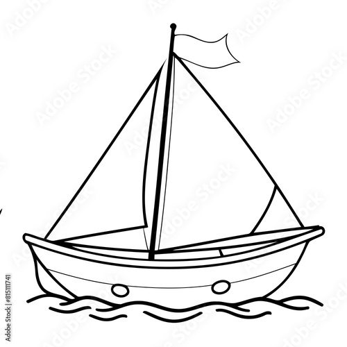 Cute vector illustration SailBoat for toddlers colouring page