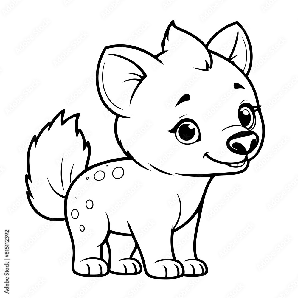 Fototapeta premium Cute vector illustration Hyena drawing for kids page