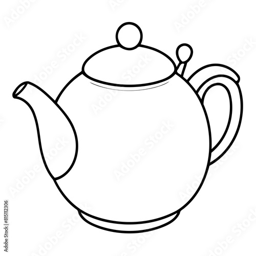 Vector illustration of a cute Teapot drawing for toddlers colouring page