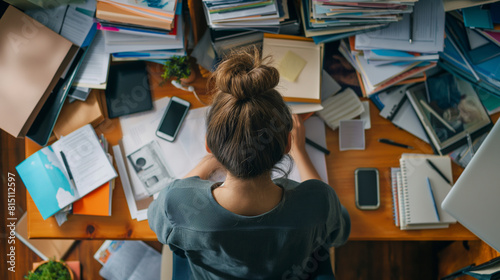 Businesswoman working at a clutter-free desk