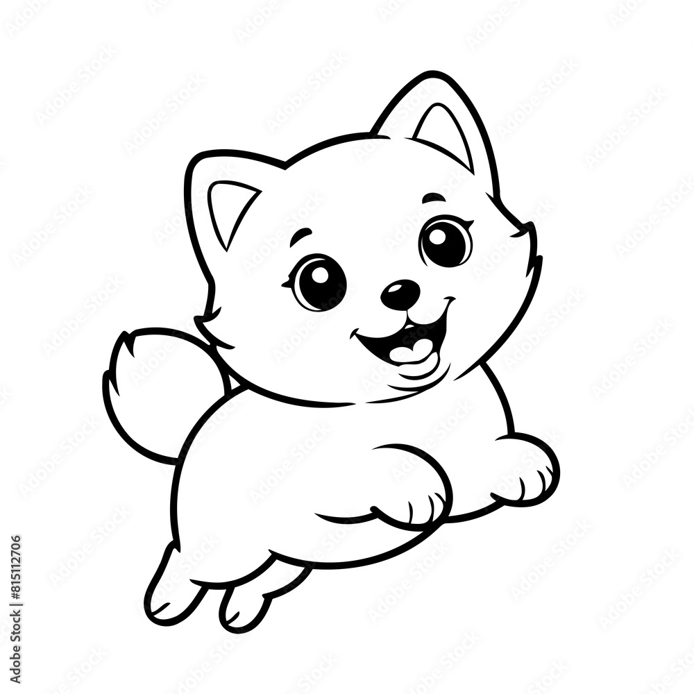 Naklejka premium Cute vector illustration Pomsky drawing for toddlers coloring activity