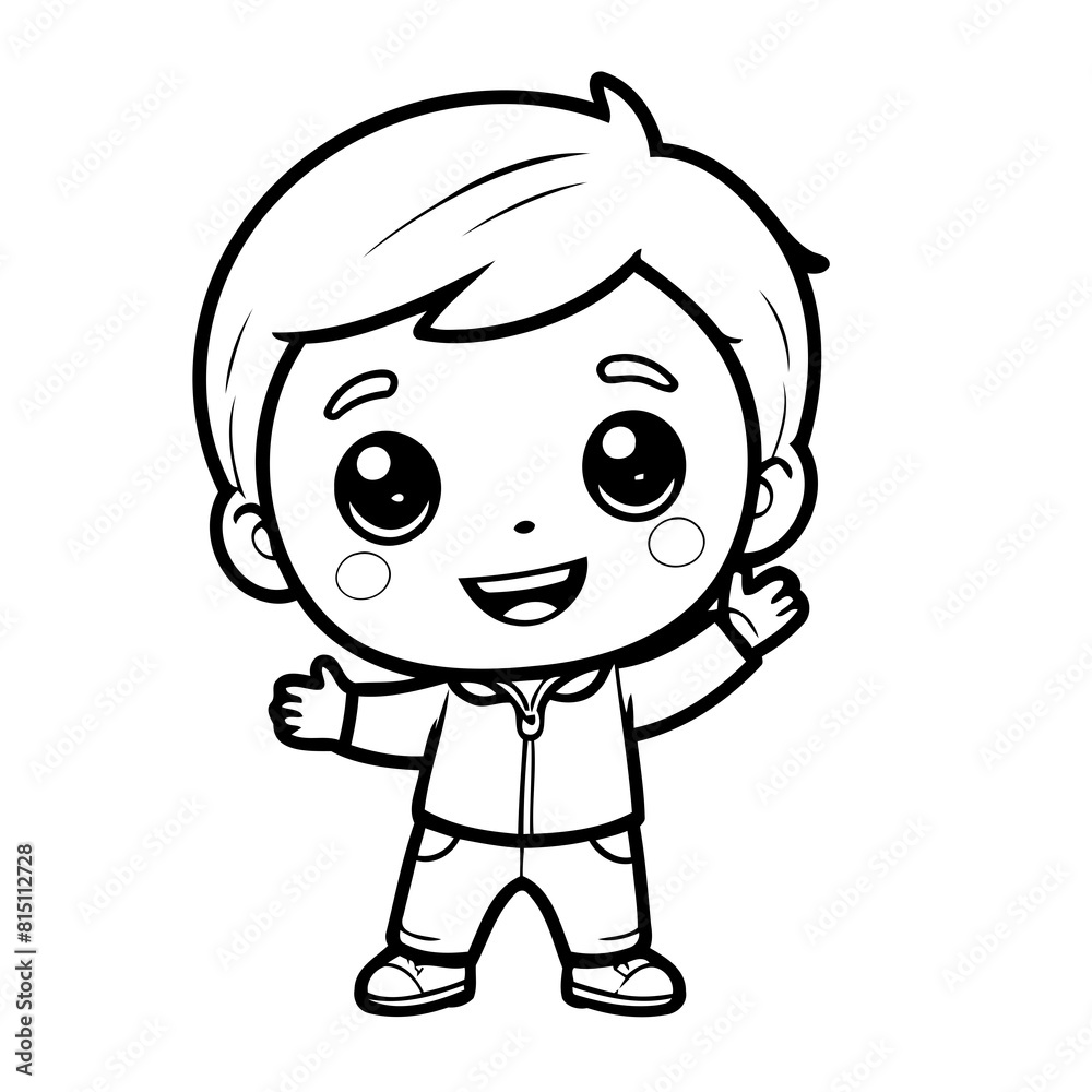 Vector illustration of a cute Boy doodle for kids coloring worksheet Vector illustration of a cute Boy doodle for kids coloring worksheet