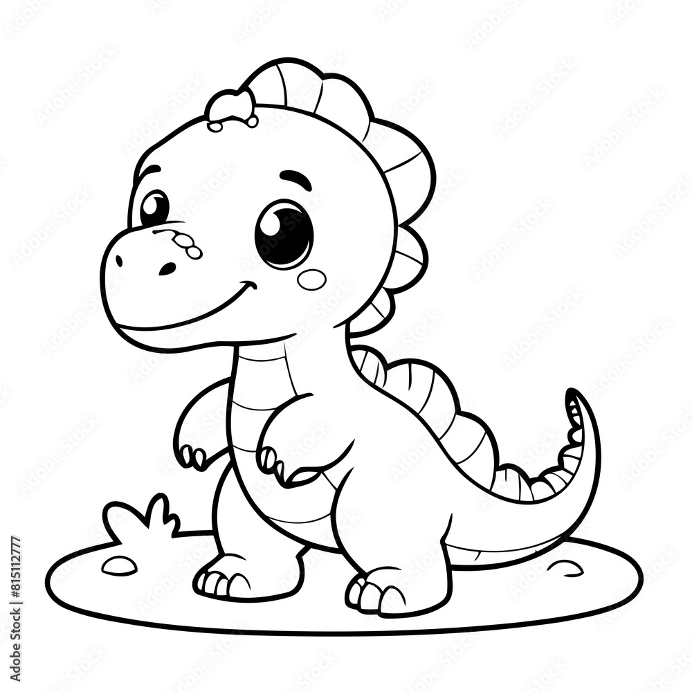 Fototapeta premium Cute vector illustration dinosaur drawing for kids page