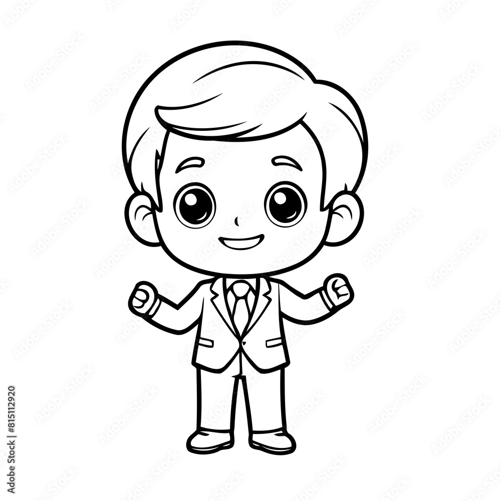 Simple vector illustration of Businessman hand drawn for kids page Simple vector illustration of Businessman hand drawn for kids page