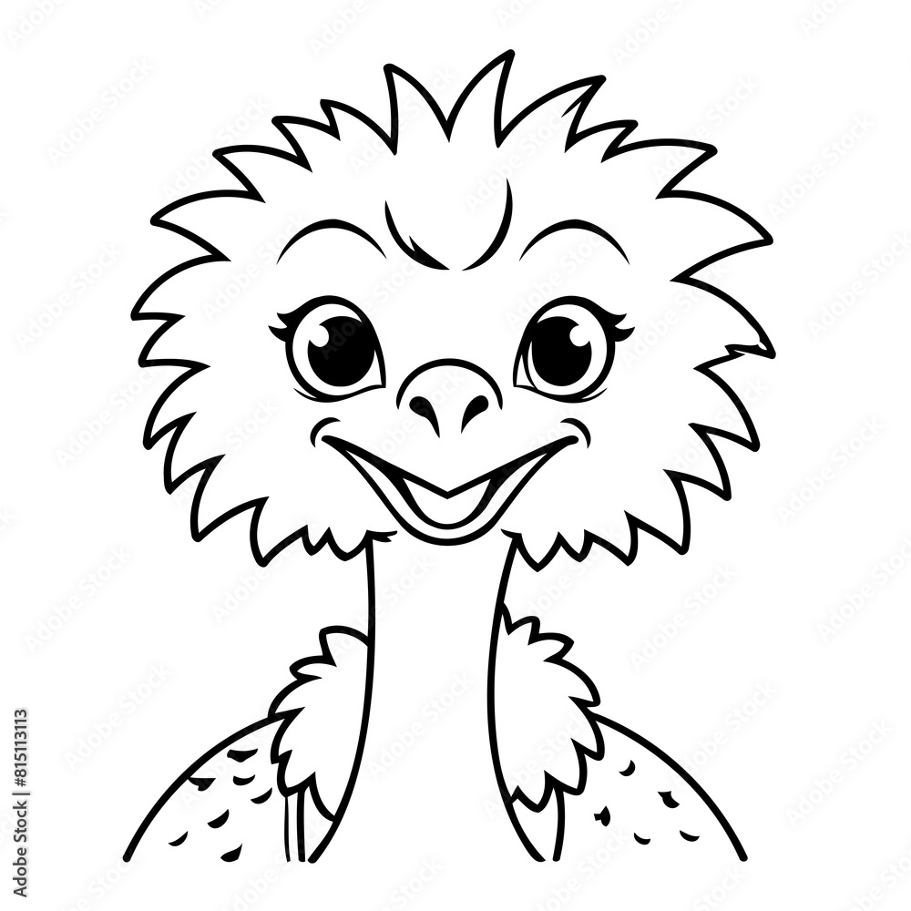 Vector illustration of a cute Ostrich doodle colouring activity for kids Vector illustration of a cute Ostrich doodle colouring activity for kids