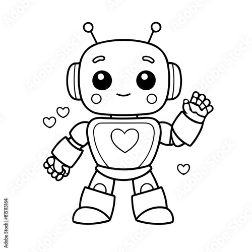 Simple vector illustration of Robot for toddlers colouring page