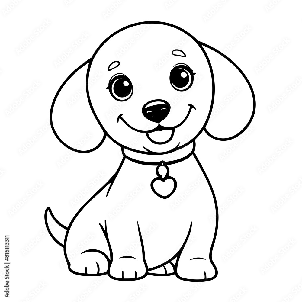 Simple vector illustration of Dachshund drawing for kids colouring page Simple vector illustration of Dachshund drawing for kids colouring page