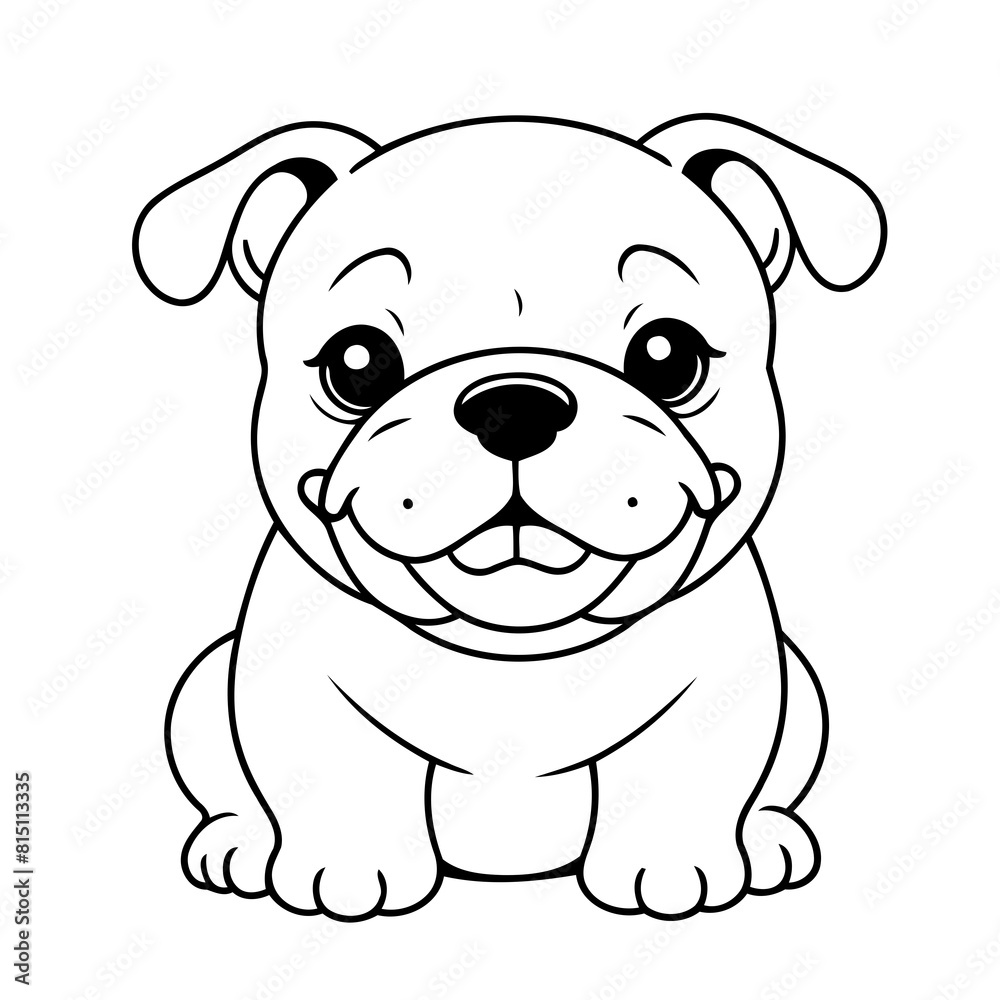 Vector illustration of a cute Bulldog drawing for toddlers coloring activity Vector illustration of a cute Bulldog drawing for toddlers coloring activity