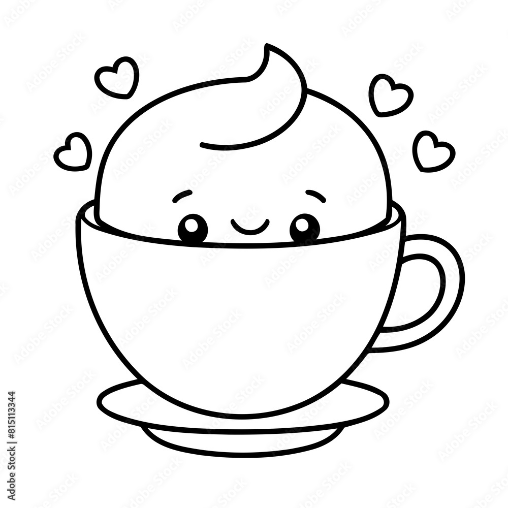 Vector illustration of a cute teacup drawing for kids page Vector illustration of a cute teacup drawing for kids page