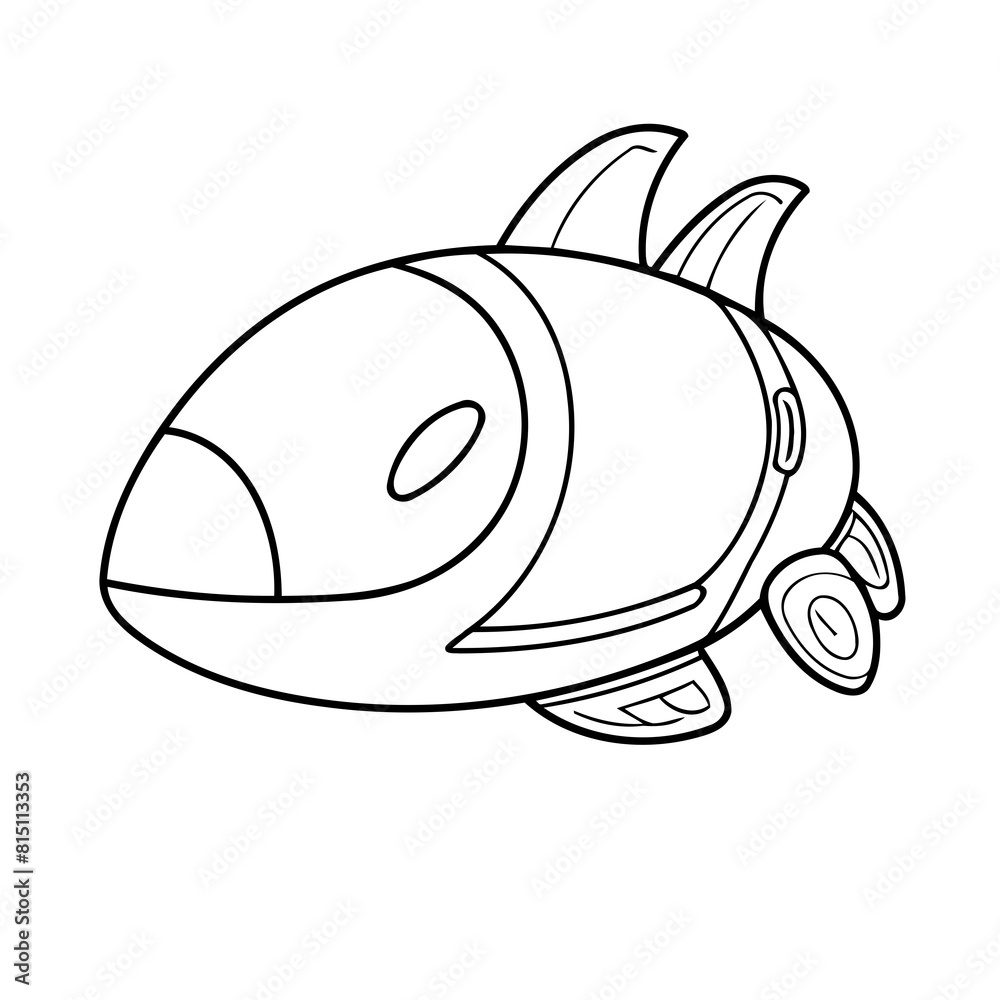 Simple vector illustration of Spaceship for kids colouring worksheet Simple vector illustration of Spaceship for kids colouring worksheet