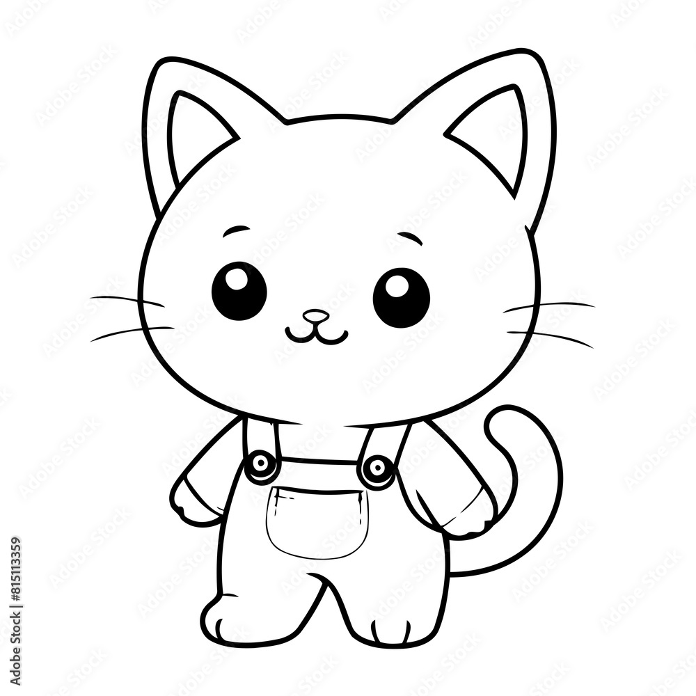 Simple vector illustration of Cat for kids colouring worksheet Simple vector illustration of Cat for kids colouring worksheet