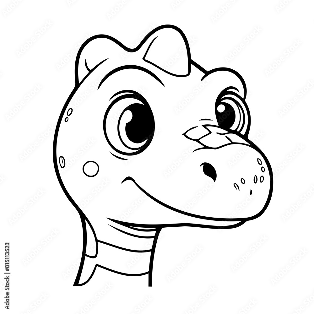 Obraz premium Vector illustration of a cute Dino drawing for toddlers coloring activity