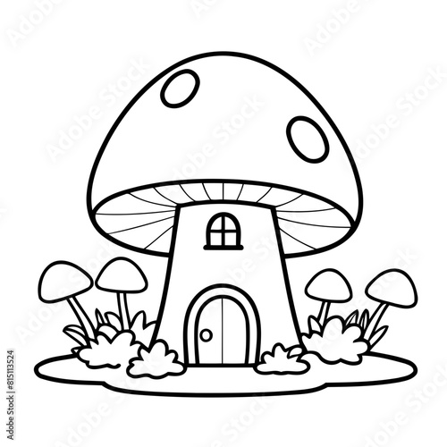 Cute vector illustration mushroom drawing for toddlers coloring activity