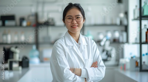 Scientist Woman Poses in Lab Coat