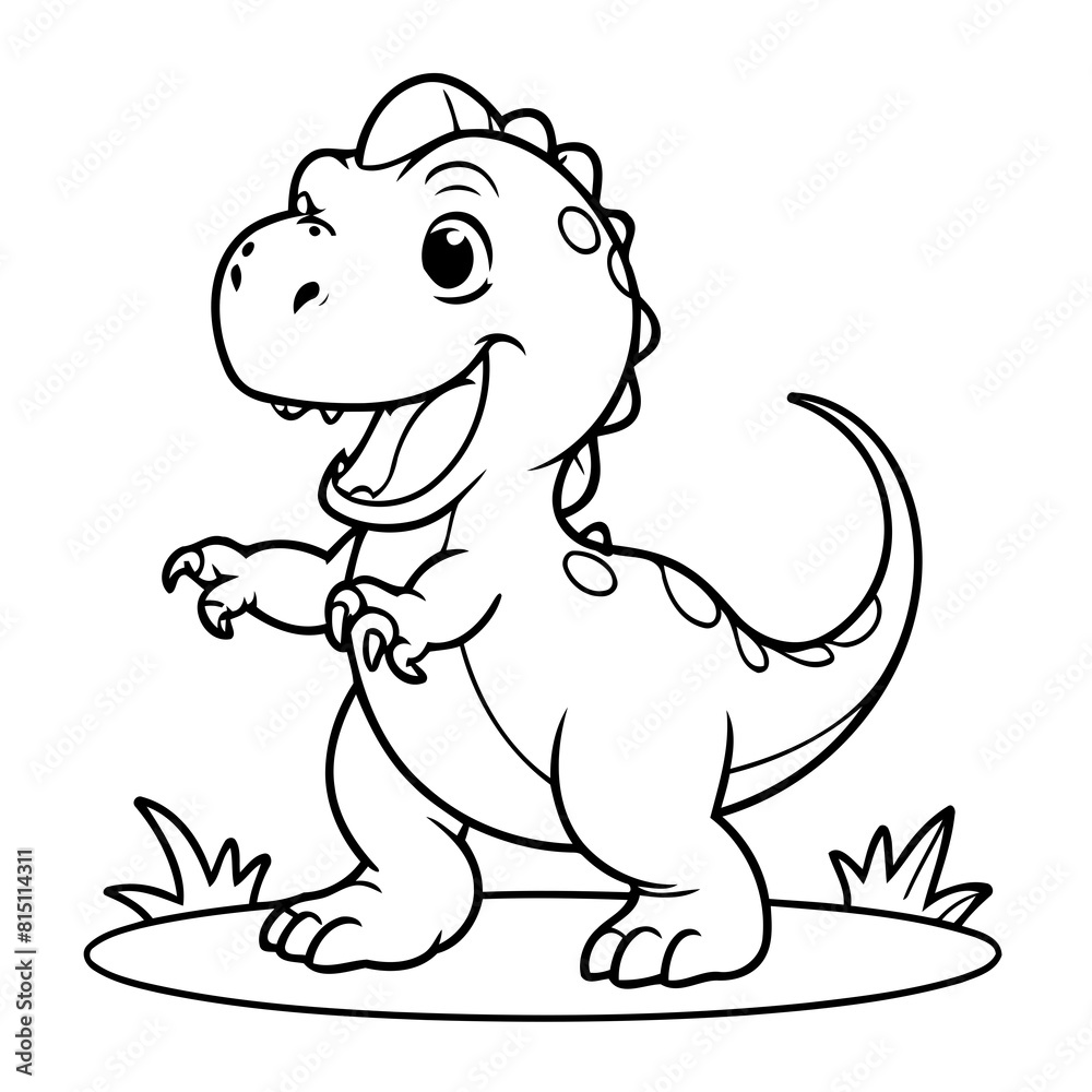 Vector illustration of a cute TRex doodle for toddlers worksheet Vector illustration of a cute TRex doodle for toddlers worksheet