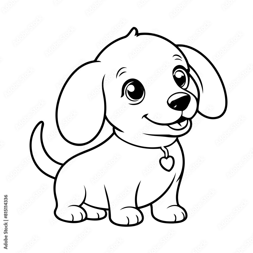 Simple vector illustration of Dachshund doodle for toddlers worksheet Simple vector illustration of Dachshund doodle for toddlers worksheet