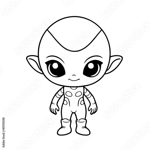 Vector illustration of a cute Alien doodle for children worksheet