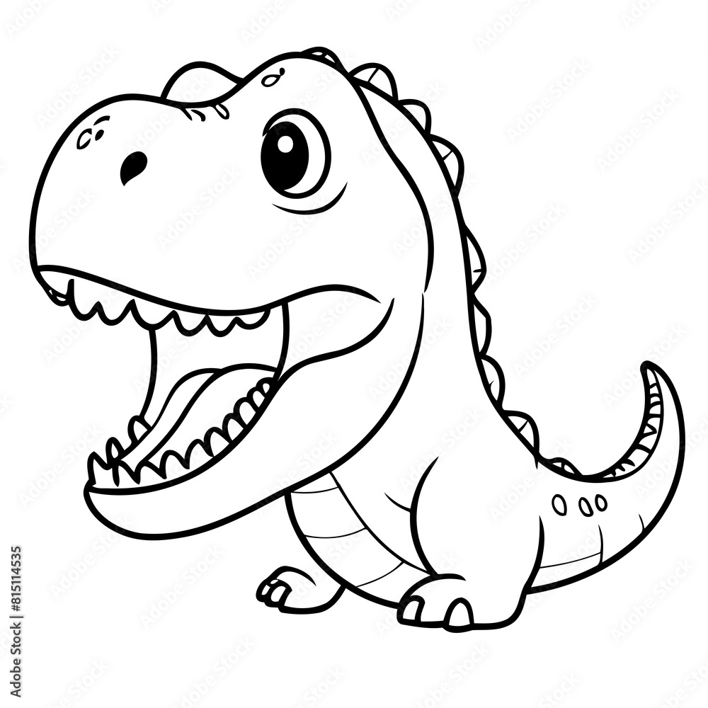 Cute vector illustration TRex doodle black and white for kids page Cute vector illustration TRex doodle black and white for kids page
