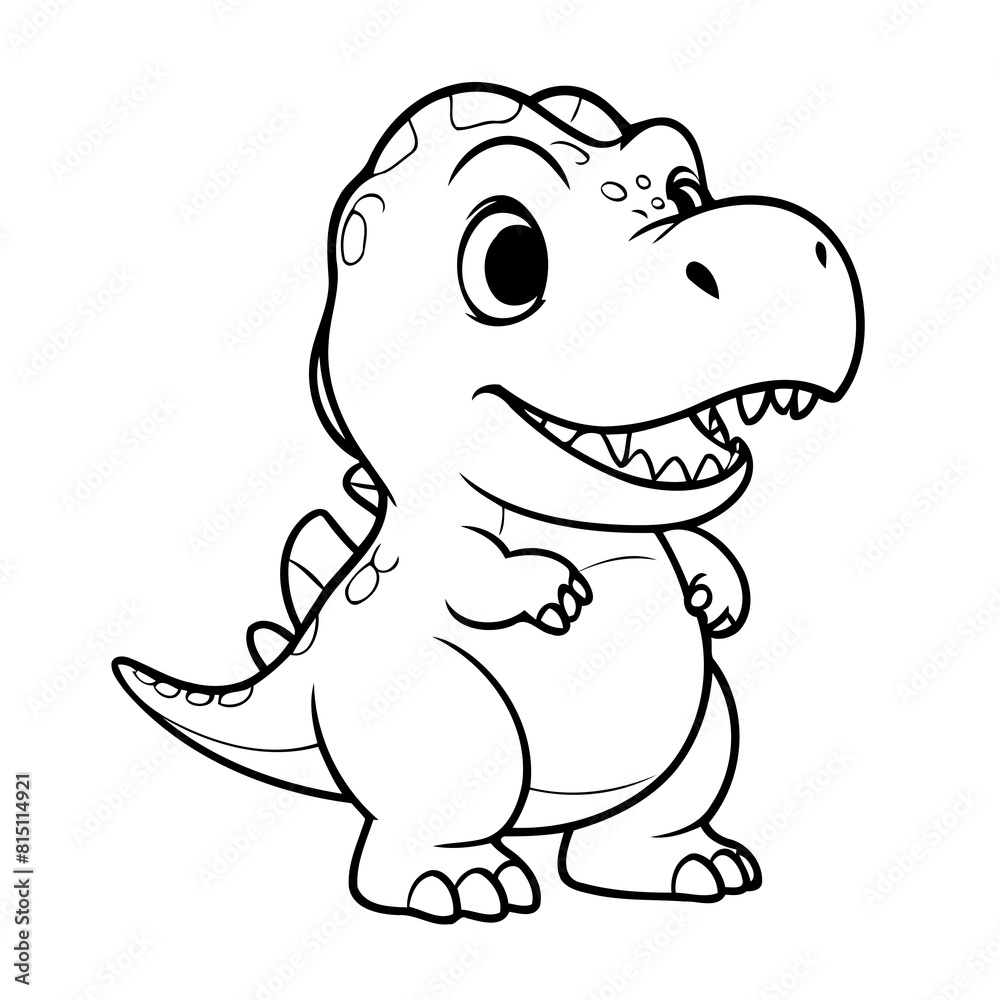 Vector illustration of a cute TRex doodle for toddlers worksheet