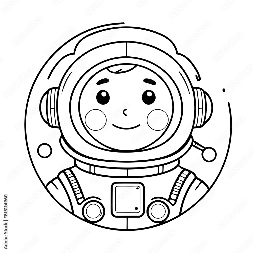 Simple vector illustration of Astronaut drawing for toddlers colouring page Simple vector illustration of Astronaut drawing for toddlers colouring page