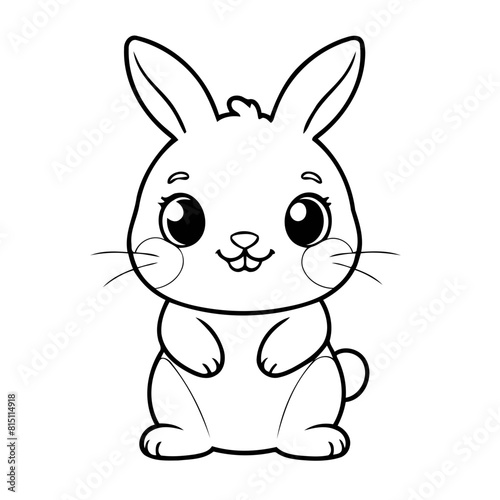 Simple vector illustration of rabbit drawing for toddlers coloring activity